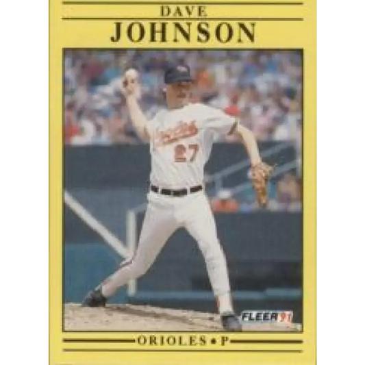 1991 Fleer #479 Dave Johnson NM-MT Baltimore Orioles Baseball Card - Baseball Card Single