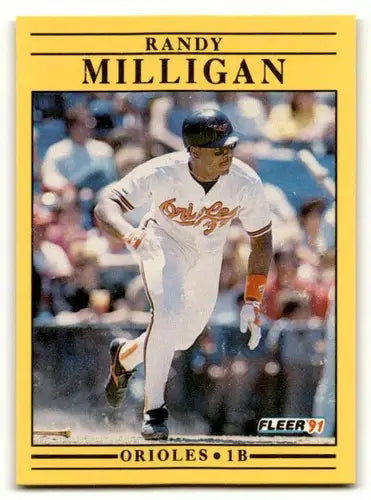 Original gloss 1991 Fleer #484a Randy Milligan baseball card in wax pack ID:58084
