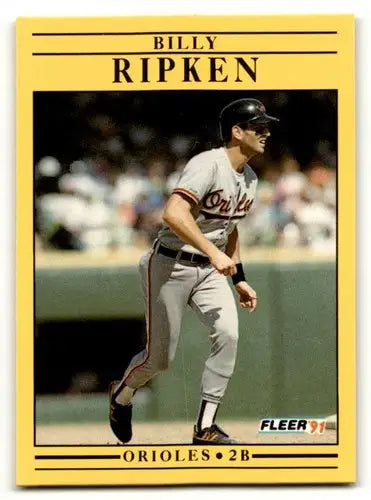 Original gloss Billy Ripken Baltimore Orioles baseball card from 1991 Fleer #489