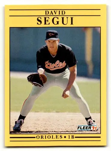 Original gloss David Segui Baltimore Orioles baseball card from 1991 Fleer #492