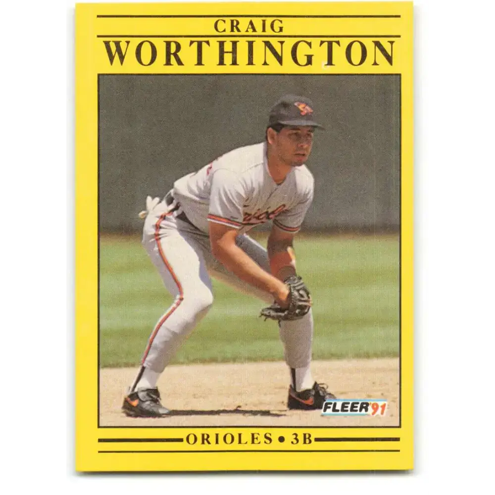 1991 Fleer #496 Craig Worthington NM-MT Baltimore Orioles Baseball Card - Baseball Card Single