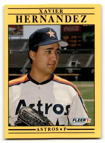 Original gloss Xavier Hernandez Houston baseball card from 1991 Fleer #509 Hernadez Houston Astros