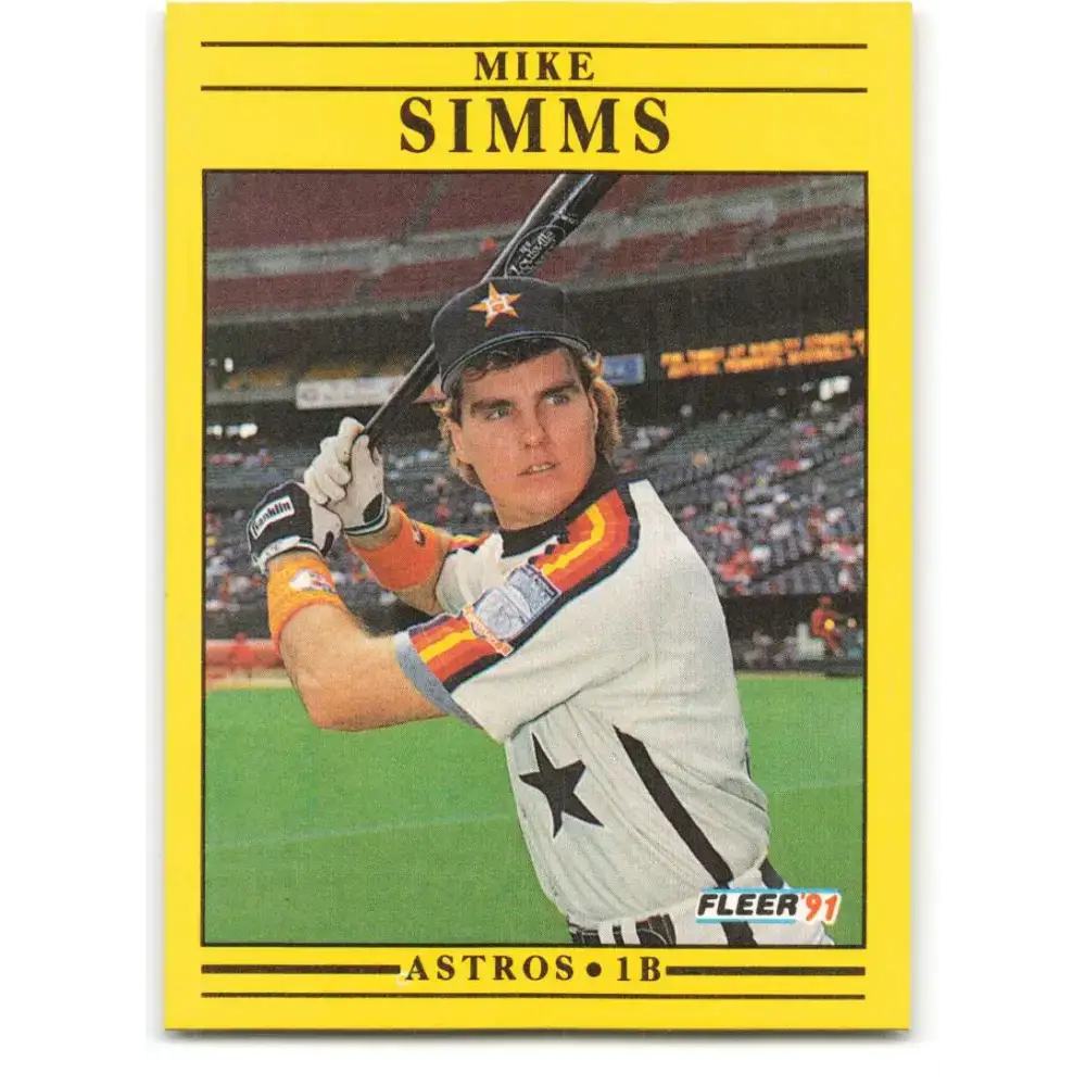 1991 Fleer #516 Mike Simms NM-MT RC Rookie Houston Astros Baseball Card - Baseball Card Single