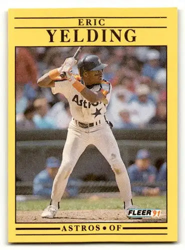 Eric Yelding Houston baseball card with original gloss from 1991 Fleer #520