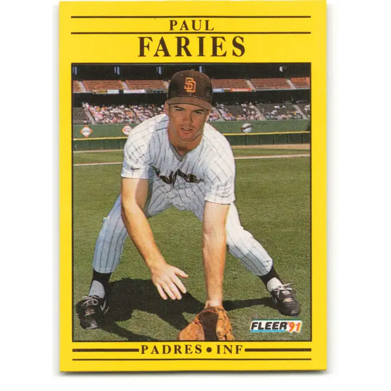 1991 Fleer #528 Paul Faries NM-MT RC Rookie San Diego Padres Baseball Card - Baseball Card Single