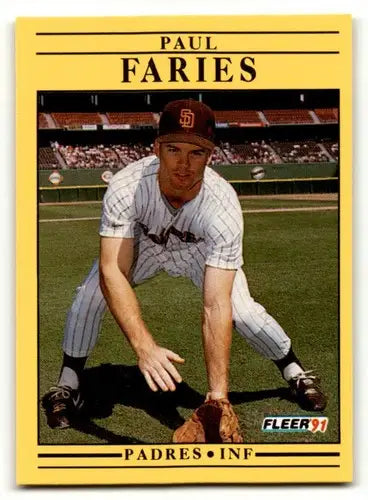 Paul Faries San Diego Padres baseball card from 1991 Fleer #528, EX/NM condition