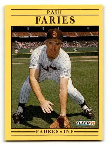 Original gloss Paul Faries San Diego Padres baseball card from 1991 Fleer series