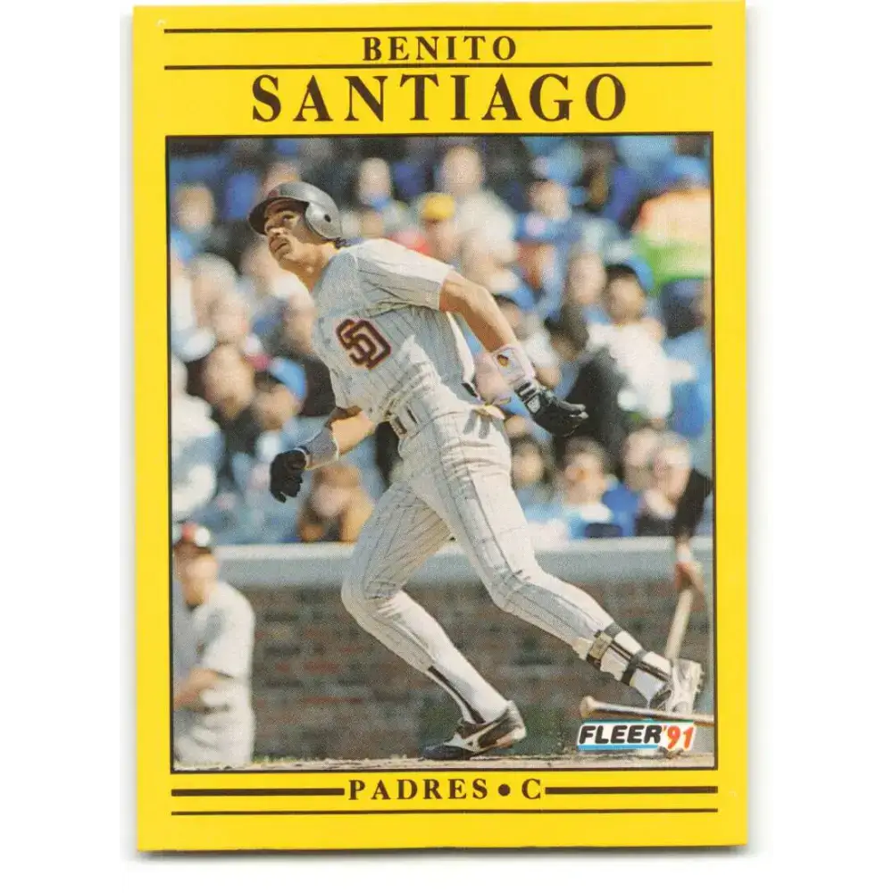 1991 Fleer #542 Benito Santiago NM-MT San Diego Padres Baseball Card - Baseball Card Single