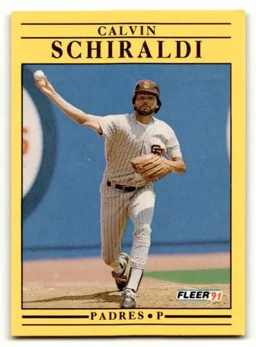 Calvin Schiraldi San Diego Padres baseball card from 1991 Fleer #543
