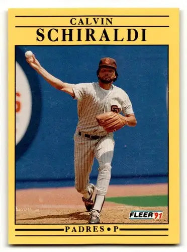 Calvin Schiraldi San Diego Padres baseball card from 1991 Fleer #543