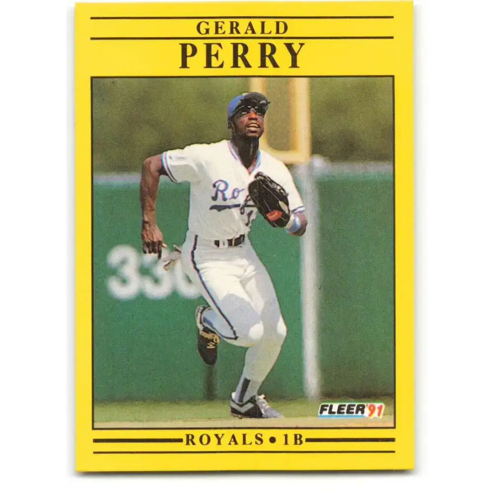 1991 Fleer #566 Gerald Perry NM-MT Kansas City Royals Baseball Card - Baseball Card Single