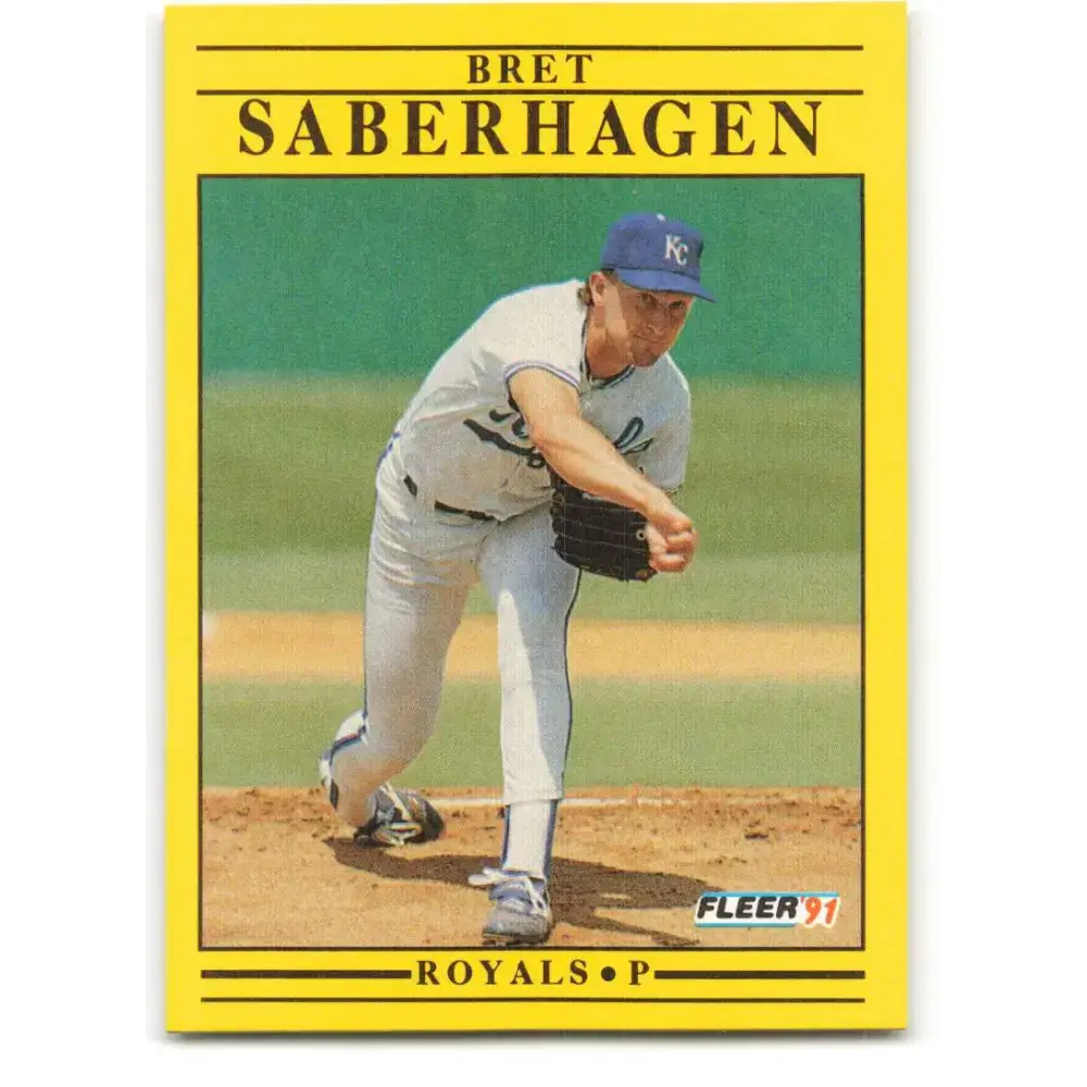 1991 Fleer #567 Bret Saberhagen NM-MT Kansas City Royals Baseball Card - Baseball Card Single