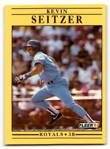 Original gloss Kevin Seitzer Kansas City Royals baseball card from 1991 Fleer #569