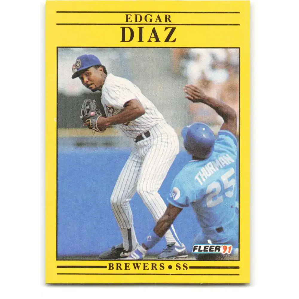 1991 Fleer #581 Edgar Diaz NM-MT Milwaukee Brewers Baseball Card - Baseball Card Single