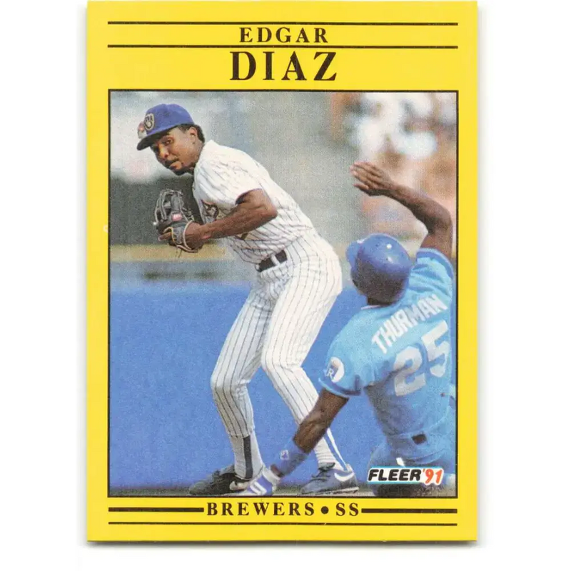 1991 Fleer #581 Edgar Diaz NM-MT Milwaukee Brewers Baseball Card - Baseball Card Single