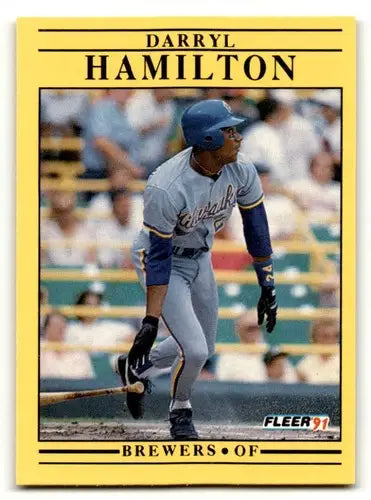 Darryl Hamilton Milwaukee Brewers baseball card from 1991 Fleer Series