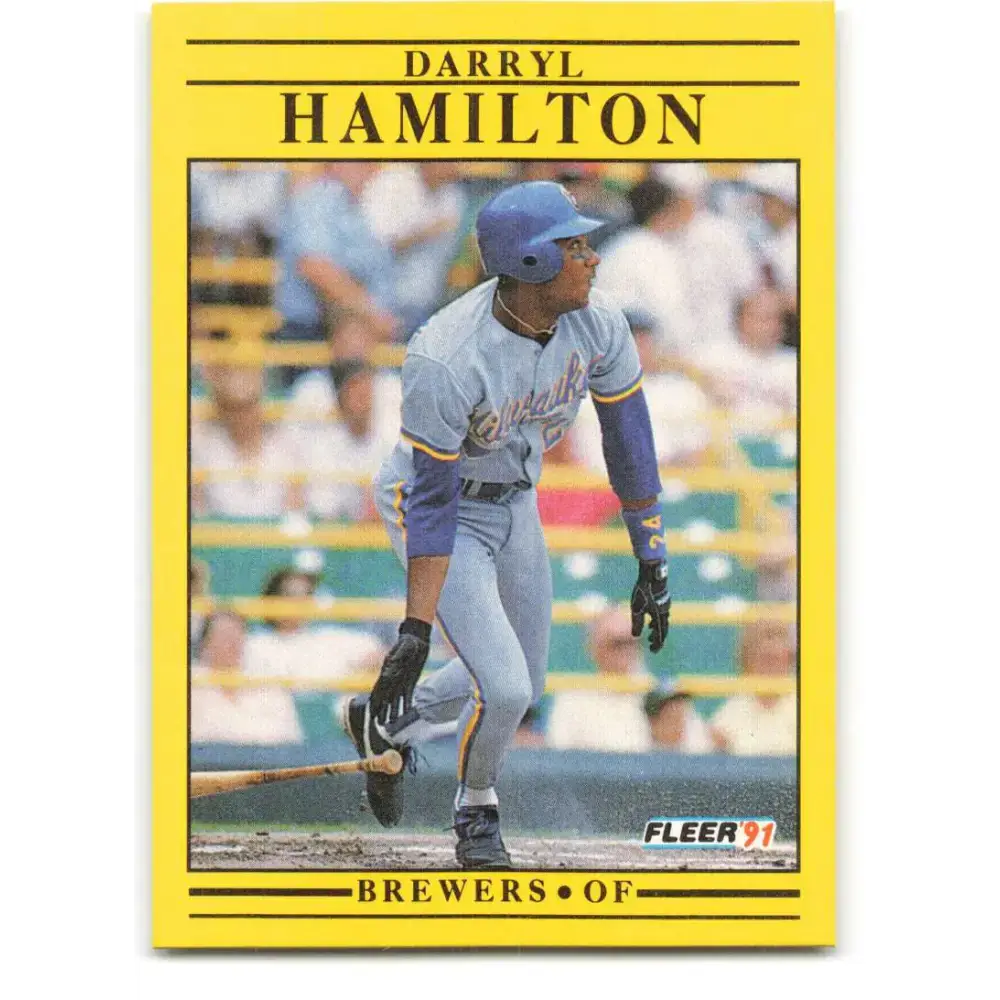 1991 Fleer #585 Darryl Hamilton NM-MT Milwaukee Brewers Baseball Card - Baseball Card Single