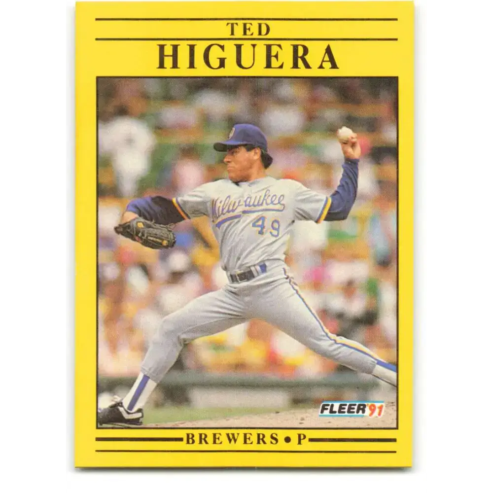 1991 Fleer #586 Teddy Higuera NM-MT Milwaukee Brewers Baseball Card - Baseball Card Single
