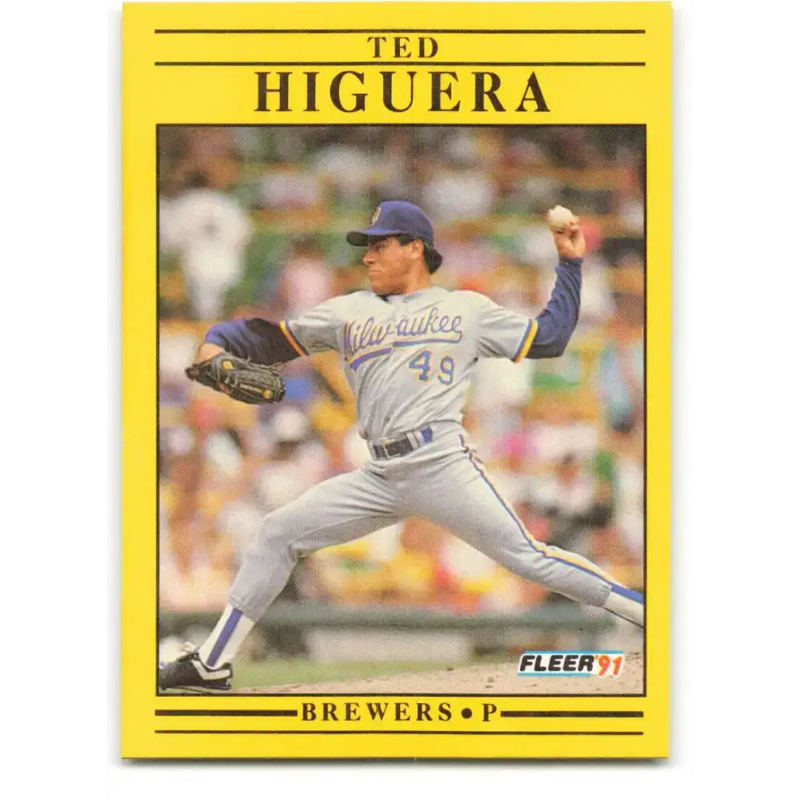 1991 Fleer #586 Teddy Higuera NM-MT Milwaukee Brewers Baseball Card - Baseball Card Single