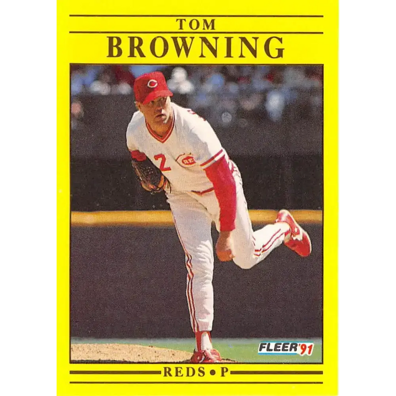 1991 Fleer #59 Tom Browning NM-MT Cincinnati Reds Baseball Card - Baseball Card Single