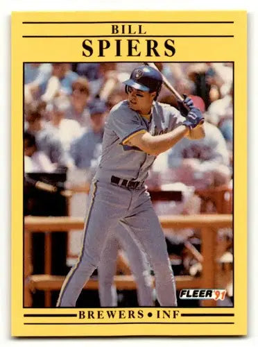 Original gloss 1991 Fleer Bill Spiers Brewers baseball card for Brewers baseball collectors