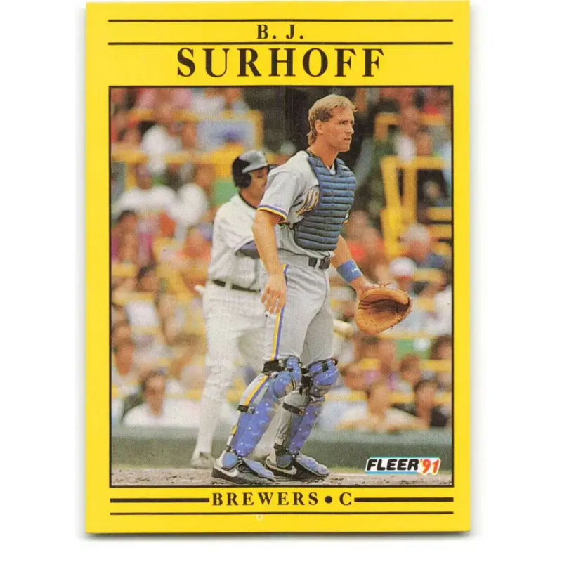 1991 Fleer #598 B.J. Surhoff NM-MT Milwaukee Brewers Baseball Card - Baseball Card Single