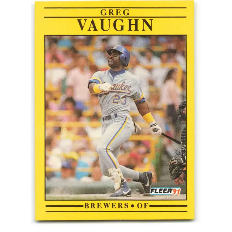 1991 Fleer #599 Greg Vaughn NM-MT Milwaukee Brewers Baseball Card - Baseball Card Single
