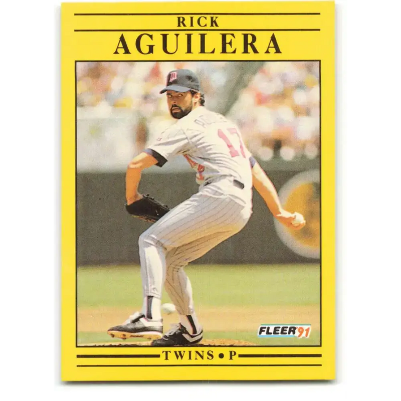 1991 Fleer #602 Rick Aguilera NM-MT Minnesota Twins Baseball Card - Baseball Card Single