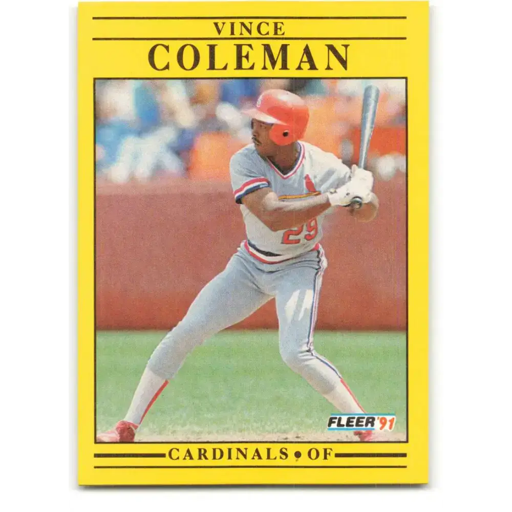 1991 Fleer #629 Vince Coleman NM-MT St. Louis Cardinals Baseball Card - Baseball Card Single