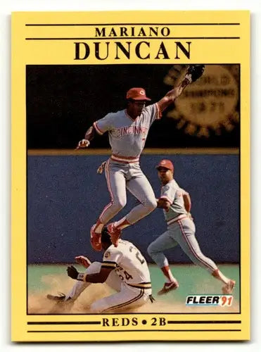 Original gloss Mariano Duncan Cincinnati Reds baseball card 1991 Fleer #64 image
