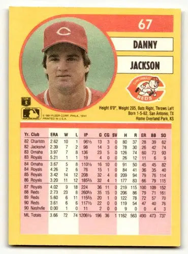 1991 Fleer #67 Danny Jackson Cincinnati Reds Baseball Cards EX/NM ID:55222 - Baseball Card Single