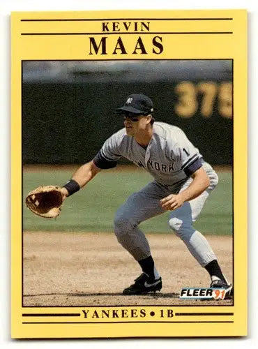 Kevin Maas Yankees Baseball card with original gloss from 1991 Fleer #672