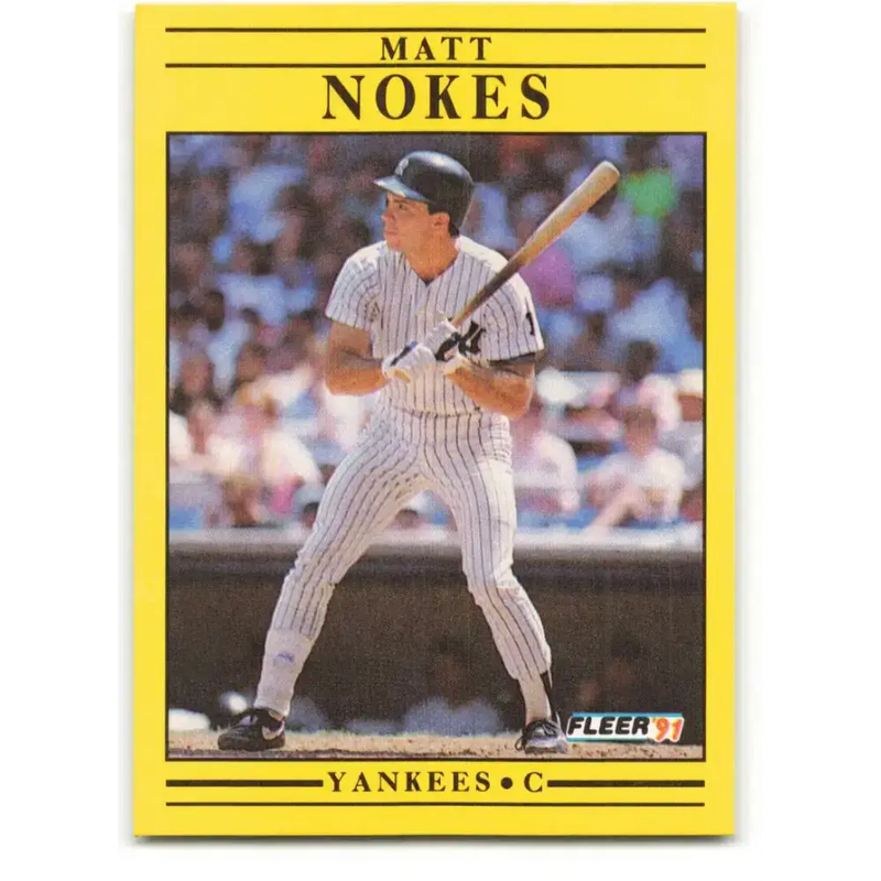 1991 Fleer #674 Matt Nokes NM-MT New York Yankees Baseball Card - Baseball Card Single