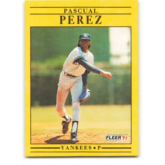 1991 Fleer #675 Pascual Perez NM-MT New York Yankees Baseball Card - Baseball Card Single