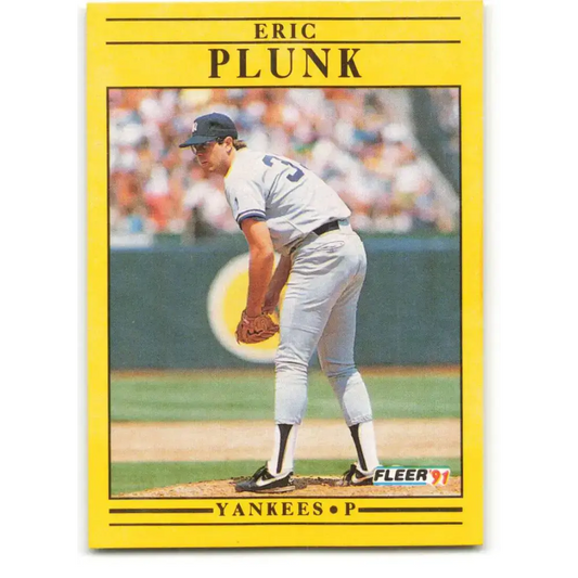 1991 Fleer #676 Eric Plunk NM-MT New York Yankees Baseball Card - Baseball Card Single