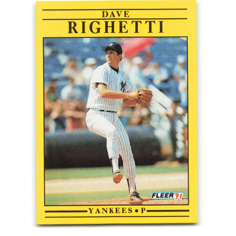 1991 Fleer #677 Dave Righetti NM-MT New York Yankees Baseball Card - Baseball Card Single