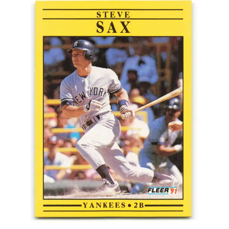 1991 Fleer #679 Steve Sax NM-MT New York Yankees Baseball Card - Baseball Card Single