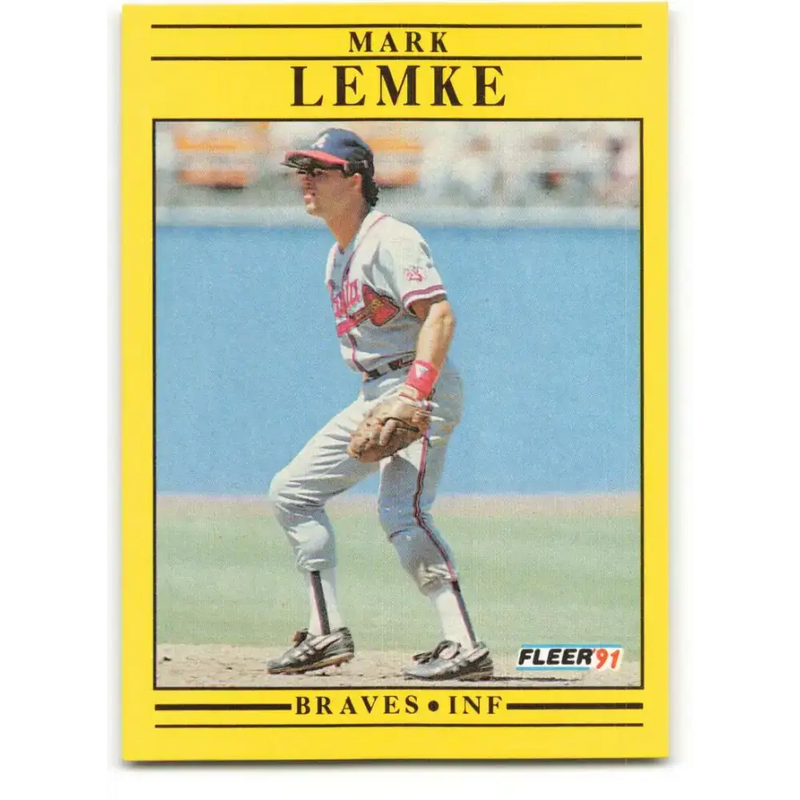1991 Fleer #696 Mark Lemke NM-MT Atlanta Braves Baseball Card - Baseball Card Single