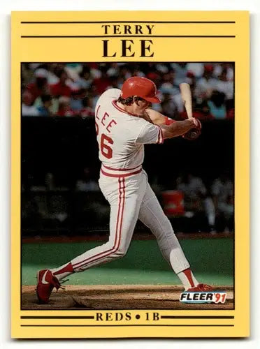 Original gloss Terry Lee Cincinnati Reds baseball card in 1991 Fleer series
