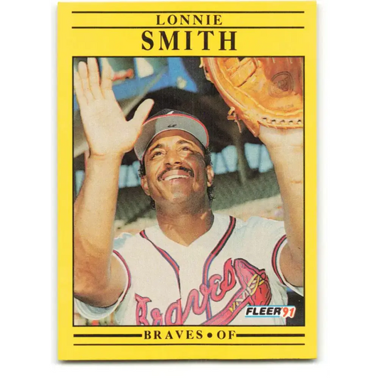 1991 Fleer #702 Lonnie Smith NM-MT Atlanta Braves Baseball Card - Baseball Card Single