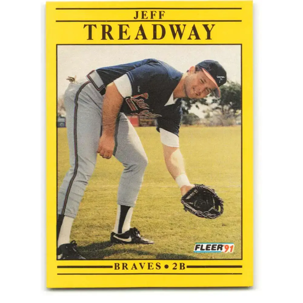 1991 Fleer #707 Jeff Treadway NM-MT Atlanta Braves Baseball Card - Baseball Card Single
