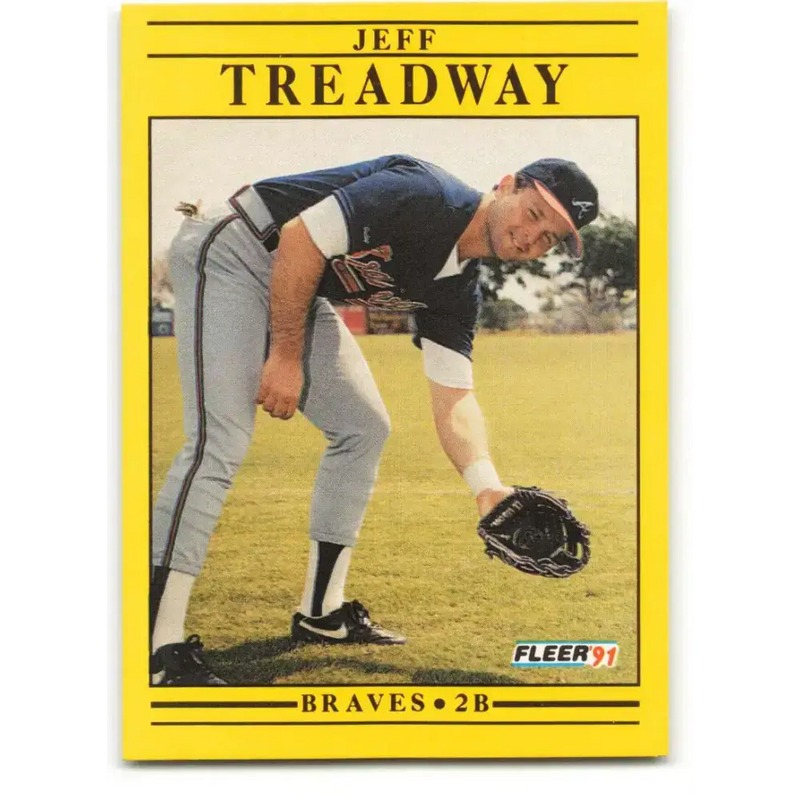 1991 Fleer #707 Jeff Treadway NM-MT Atlanta Braves Baseball Card - Baseball Card Single