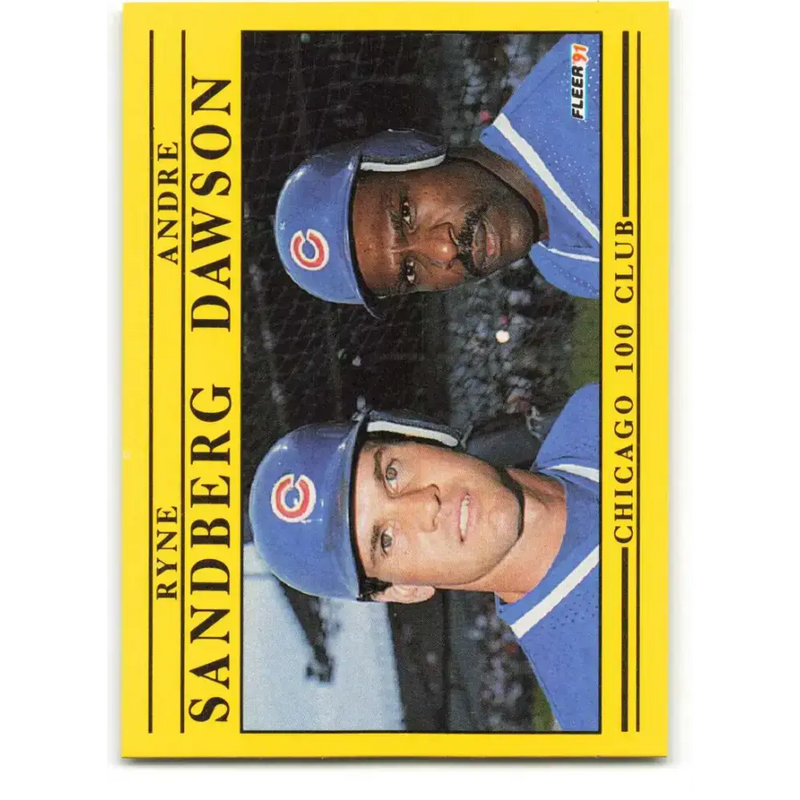 1991 Fleer #713 Ryne Sandberg/Andre Dawson NM-MT Chicago Cubs Baseball Card - Baseball Card Single