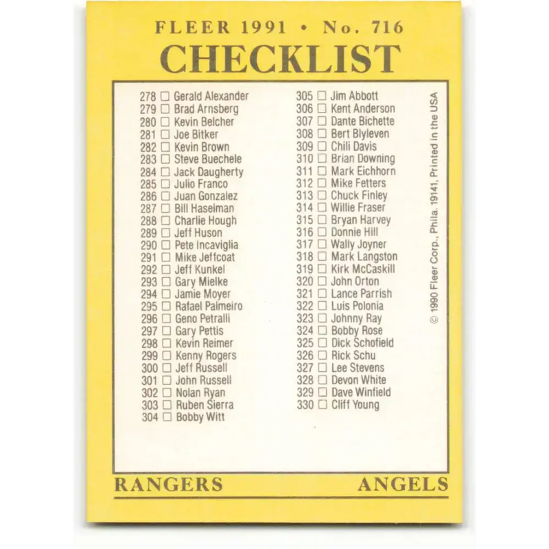 1991 Fleer #716 Expos/Giants-Rangers/Angels NM-MT Montreal Expos/San Francisco Giants/Texas Rangers/California Angels