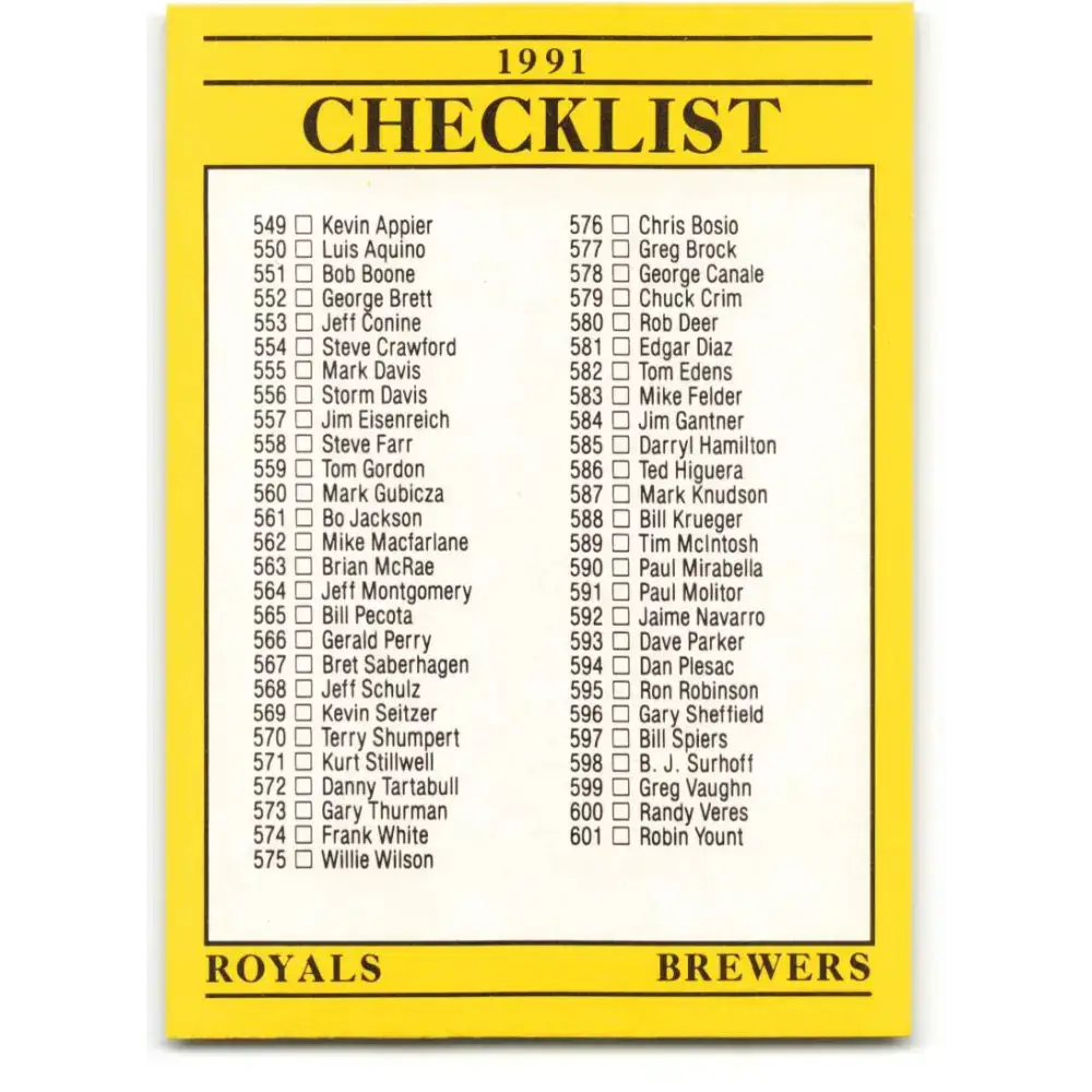 1991 Fleer #719 Royals/Brewers-Twins/Cardinals NM-MT Kansas City Royals/Milwaukee Brewers/Minnesota Twins/St. Louis