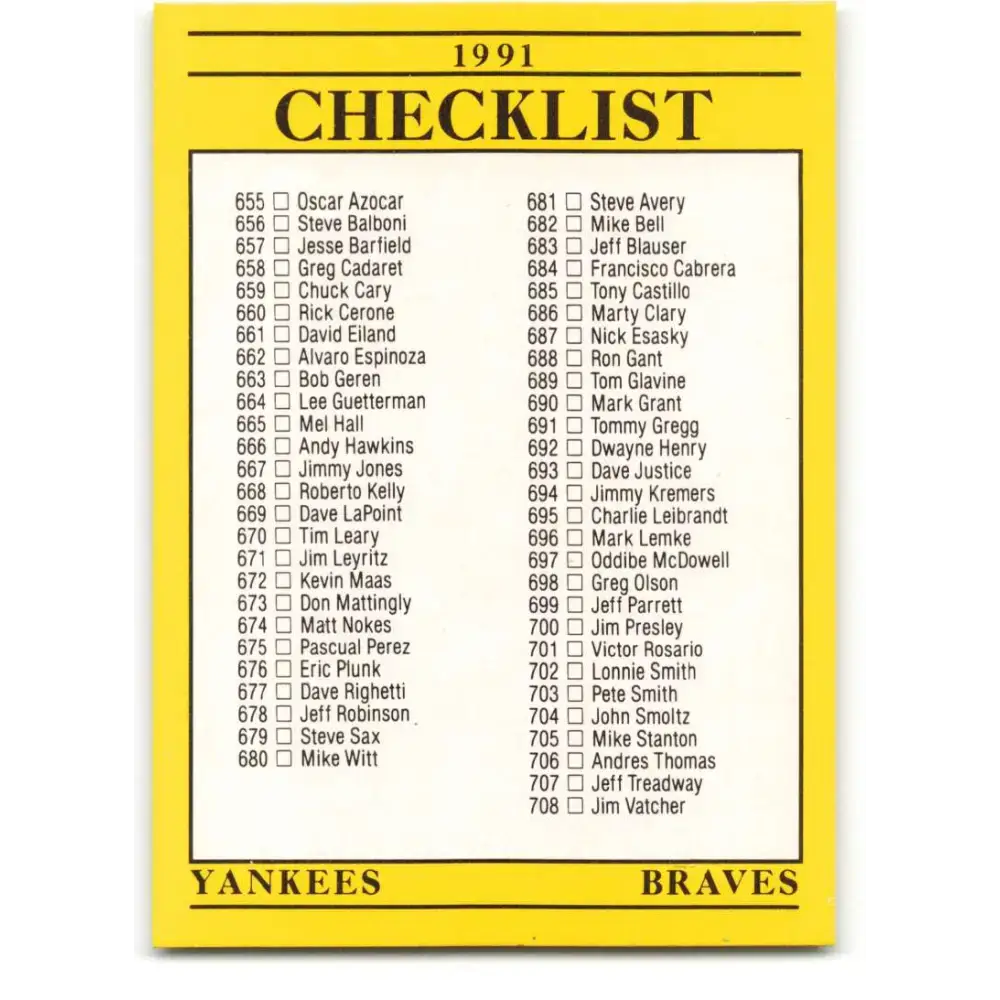 1991 Fleer #720 Yankees/Braves-Superstars/Specials NM-MT New York Yankees/Atlanta Braves Baseball Card - Baseball Card