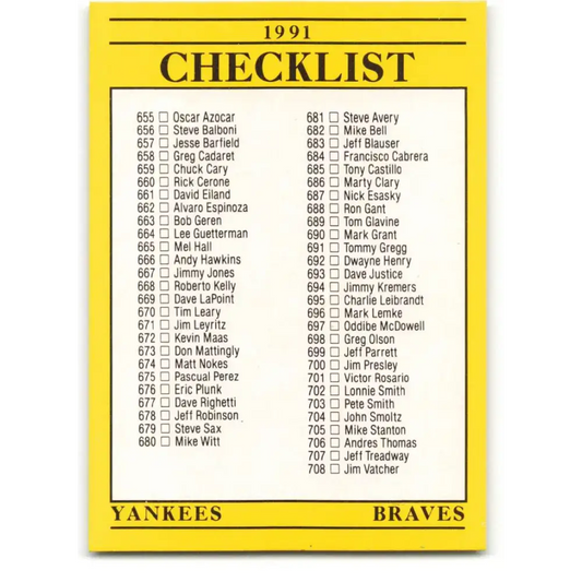1991 Fleer #720 Yankees/Braves-Superstars/Specials NM-MT New York Yankees/Atlanta Braves Baseball Card - Baseball Card