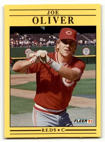 Joe Oliver Cincinnati Reds baseball card with original gloss from 1991 Fleer #75