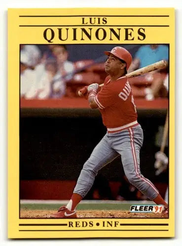 Original gloss Luis Quinones Cincinnati Reds baseball card from 1991 Fleer series