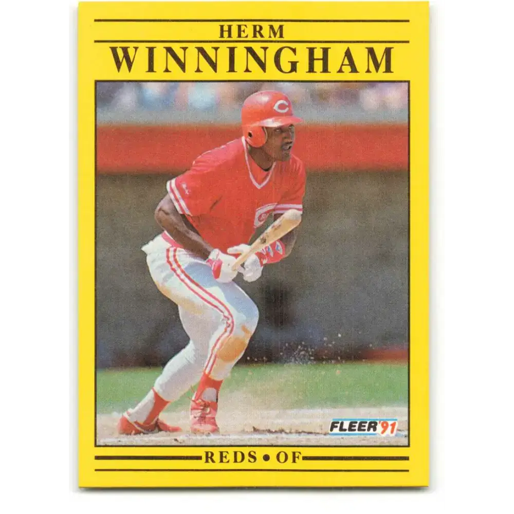 1991 Fleer #82 Herm Winningham NM-MT Cincinnati Reds Baseball Card - Baseball Card Single